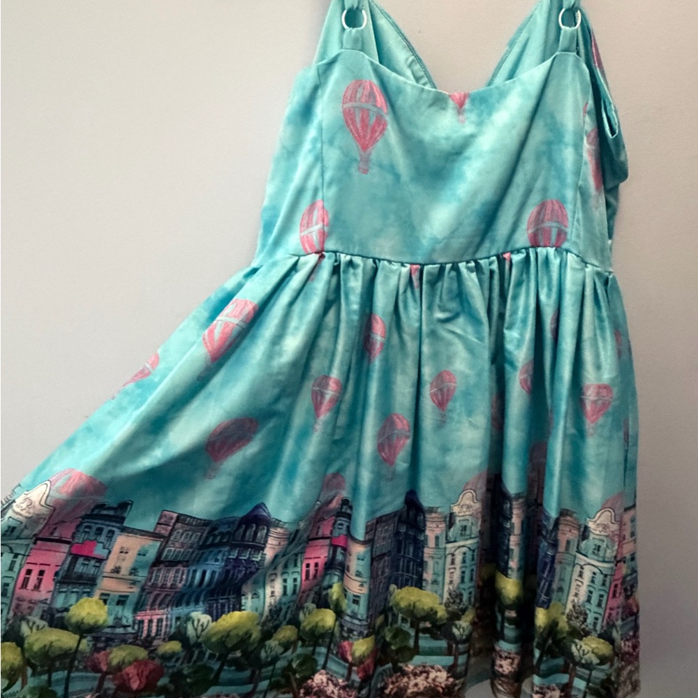 Lindy Bop Turquoise Dress with Balloon Motif - Picture 2 of 3